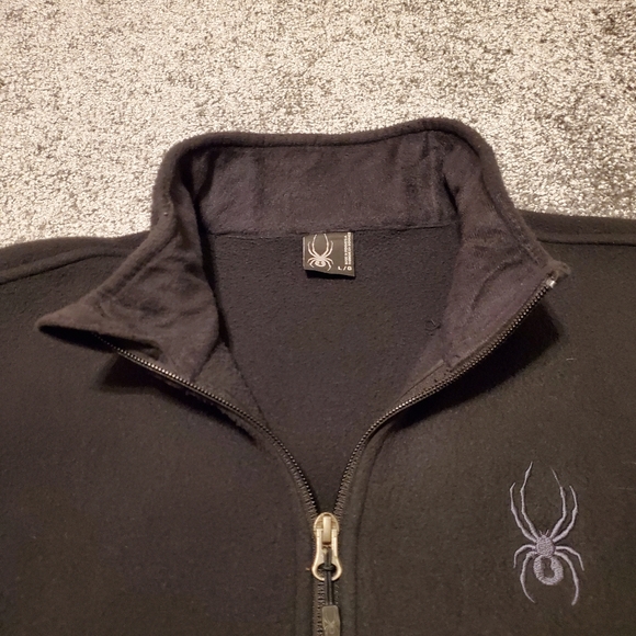 Spyder sweater Mens Large Black Full Zip Fleece Logo - Picture 5 of 12